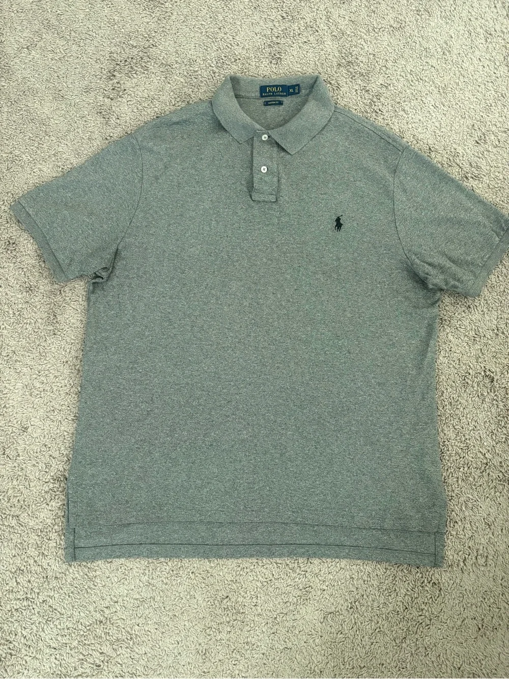Ralph Lauren Men’s Heather Gray Polo Shirt with Navy Pony